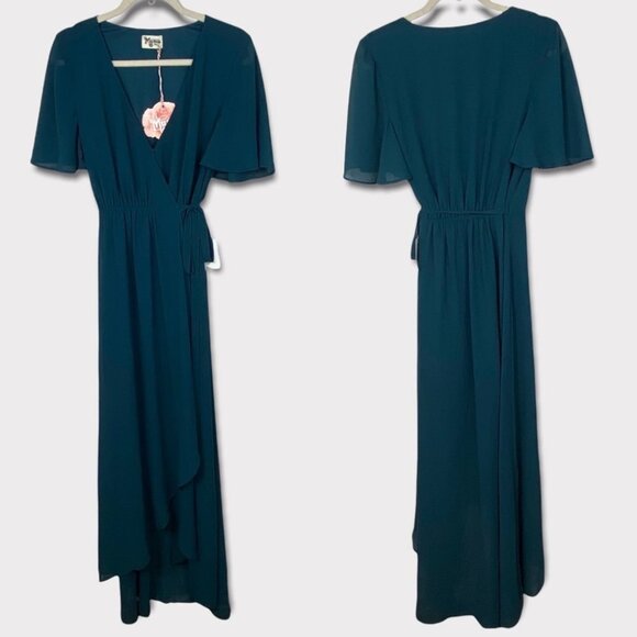NWT Show Me Your Mumu Sophia Wrap Maxi Dress Deep Jade Size Small New Tags Boho - Picture 2 of 10